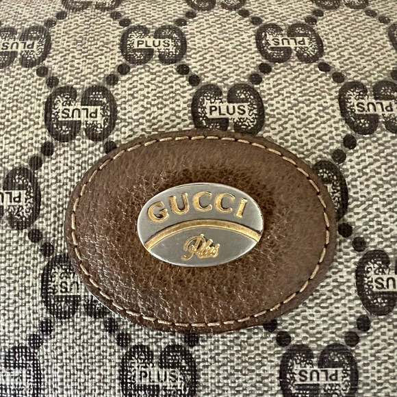 GUCCI GG Plus Monogram Large Leather and Canvas Clutch Bag - Picture 11 of 11